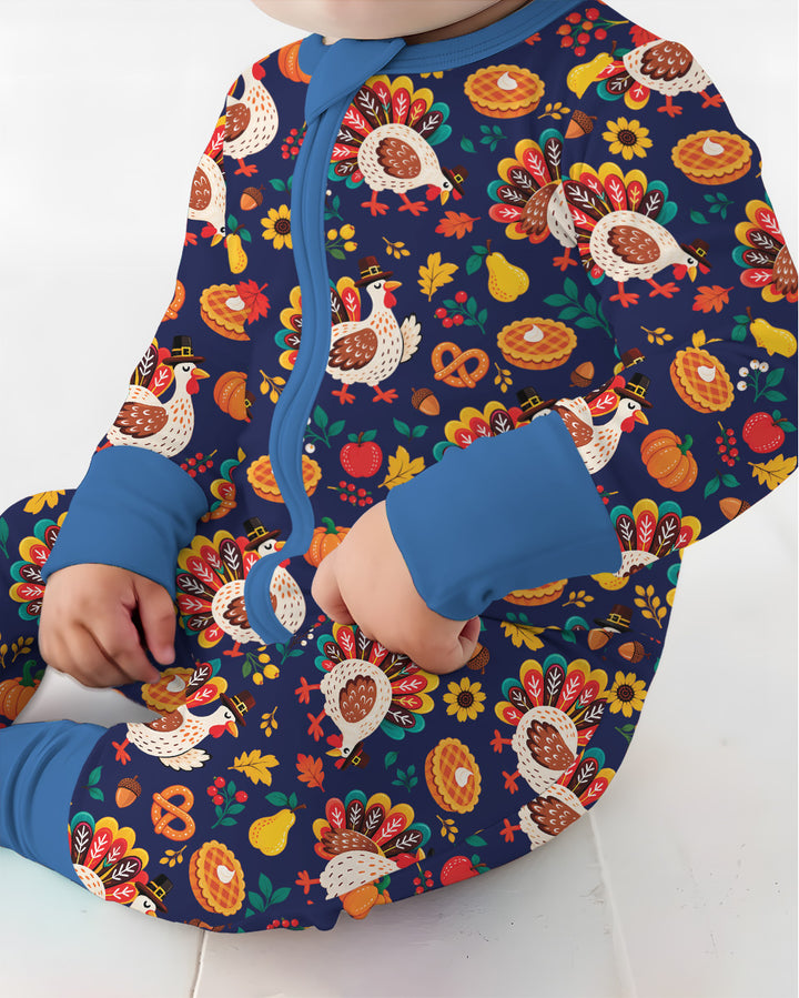 Festive Turkey Fall Harvest Bamboo Convertible Zippy