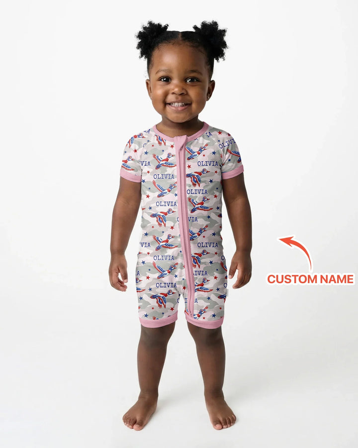 Custom Name America Mallard Duck Family Matching Bamboo Shorty Zippy