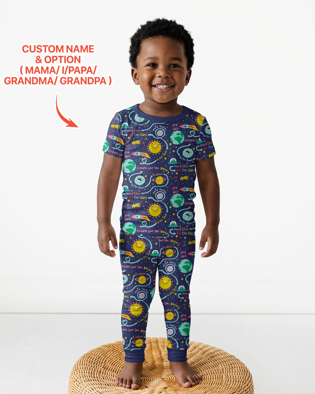 Love to the Moon and Back  Bamboo Two Piece Short Sleeve Pajama Set