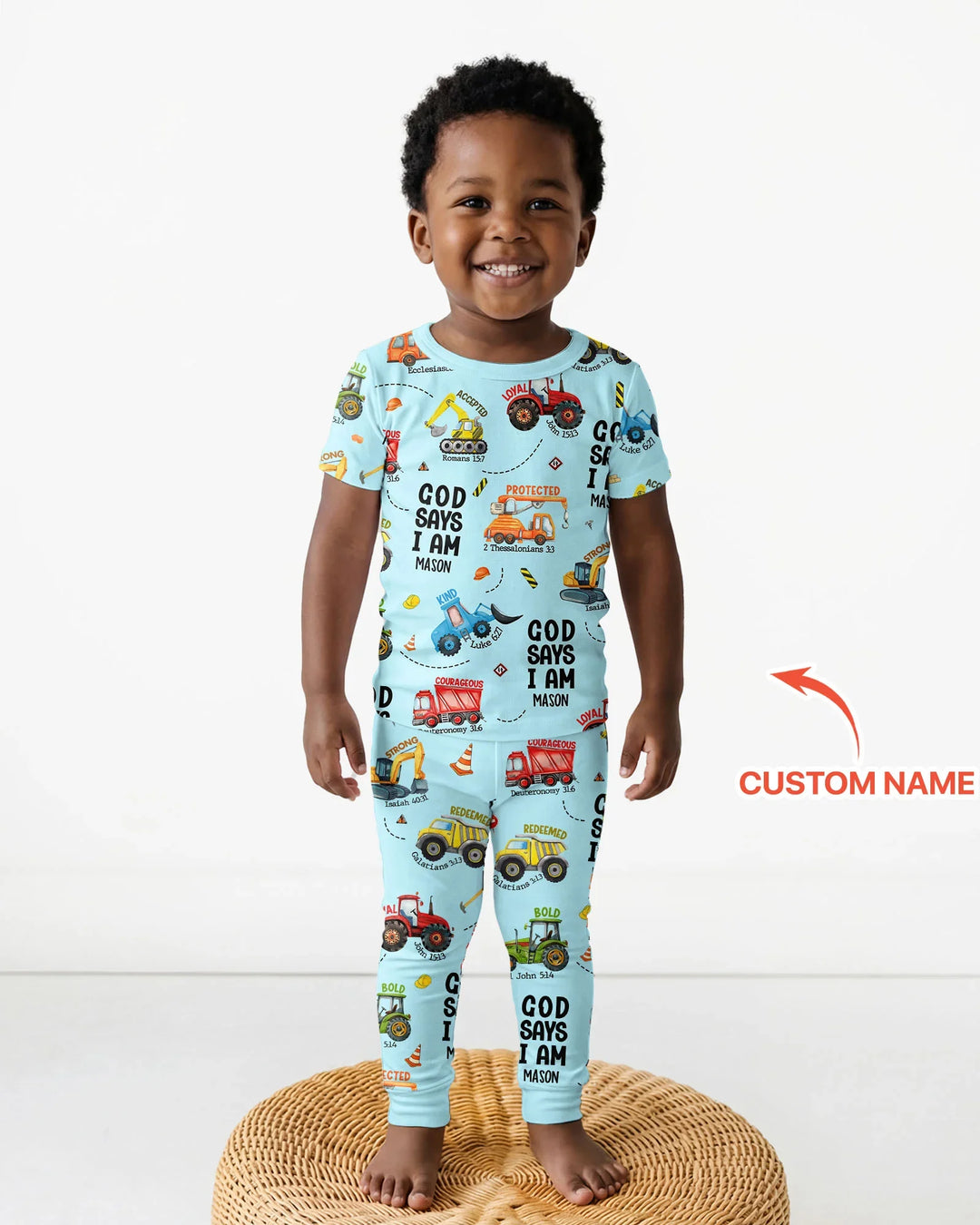 Custom Name God Says I Am Boy Bamboo Two Piece Short Sleeve Pyjamas Set