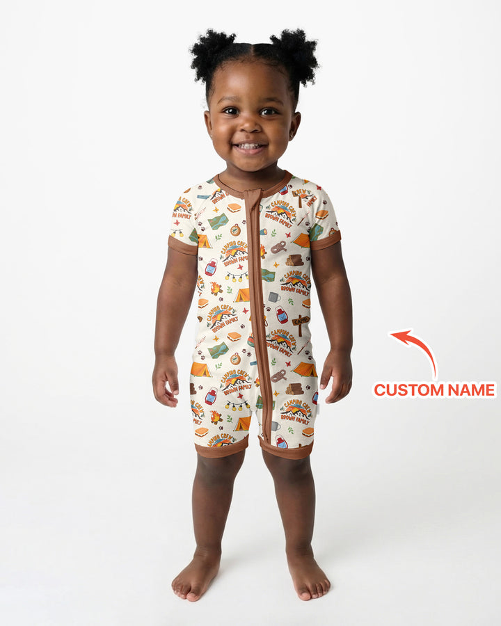 Custom Name Camping Crew Family Matching Bamboo Shorty Zippy