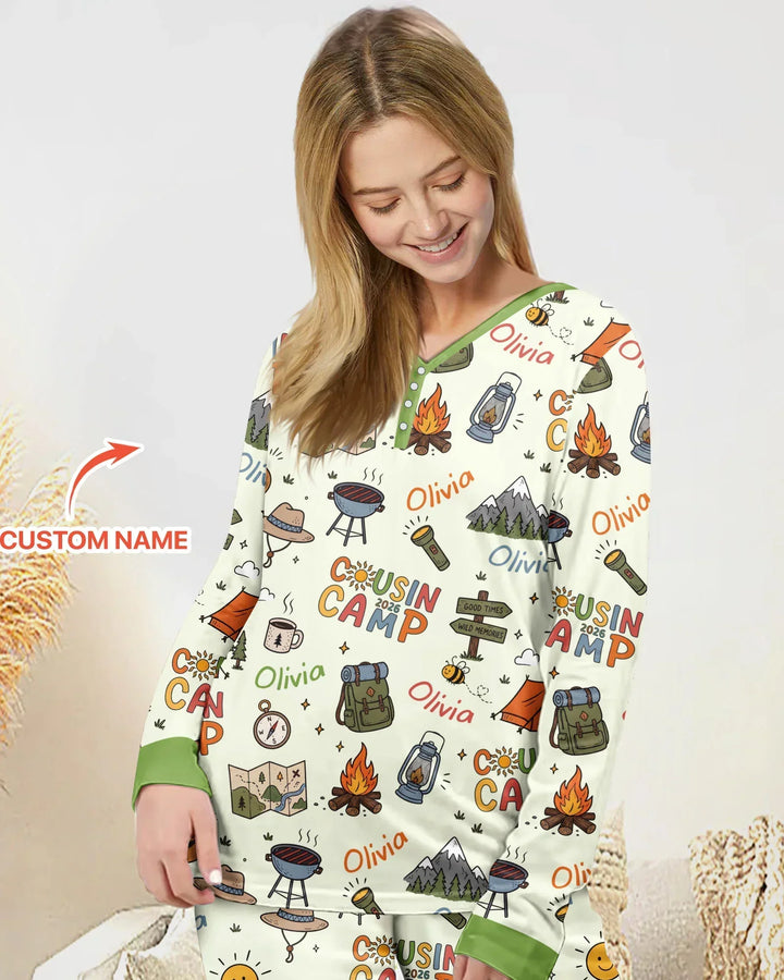 Custom Name Cousin Camp 2026 Bamboo Women Pajama Set