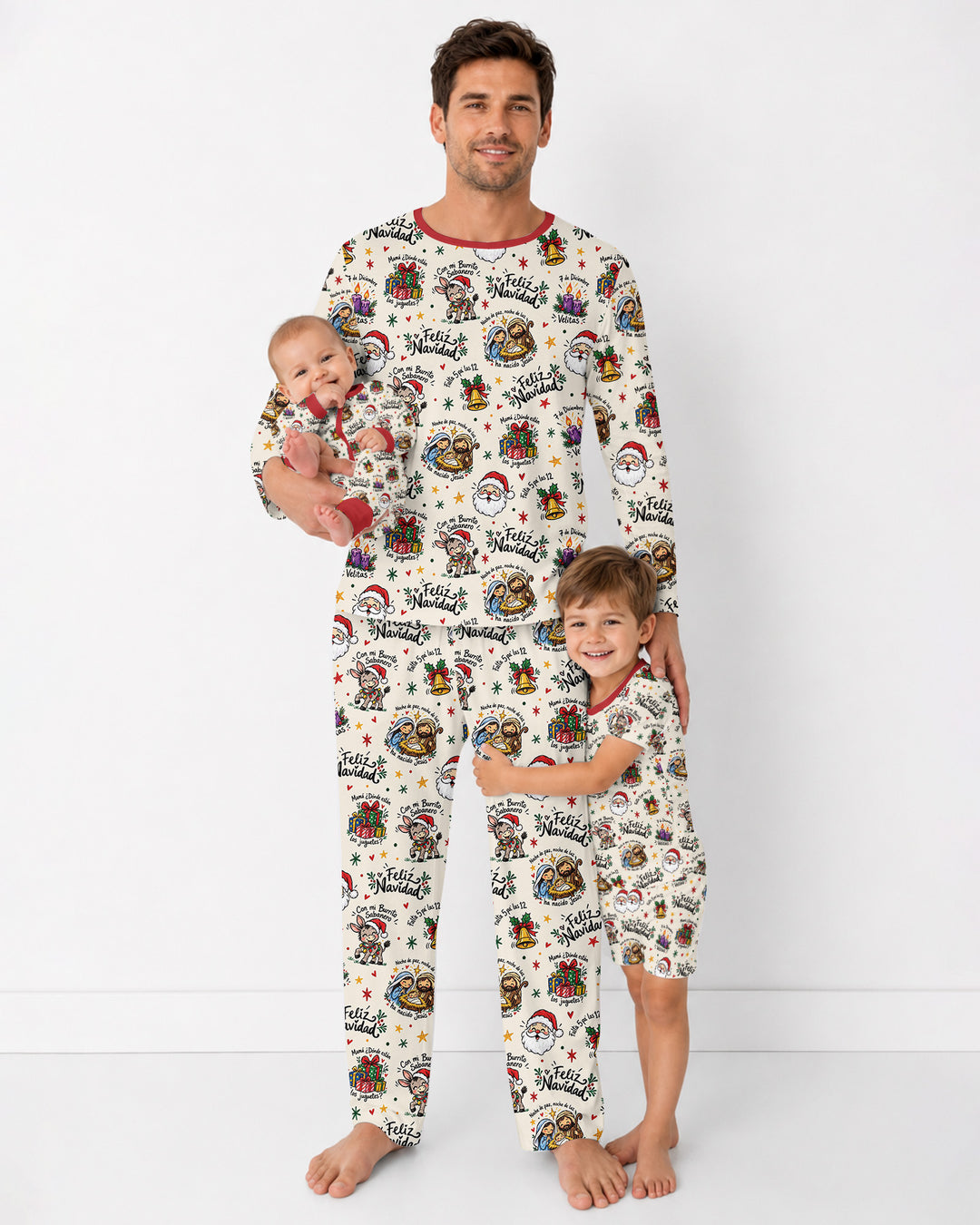 Whimsical Feliz Navidad Christmas Bamboo Men's Pajama Set