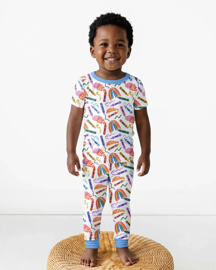 Crayon Chaos Bamboo Two Piece Short Sleeve Pajama Set