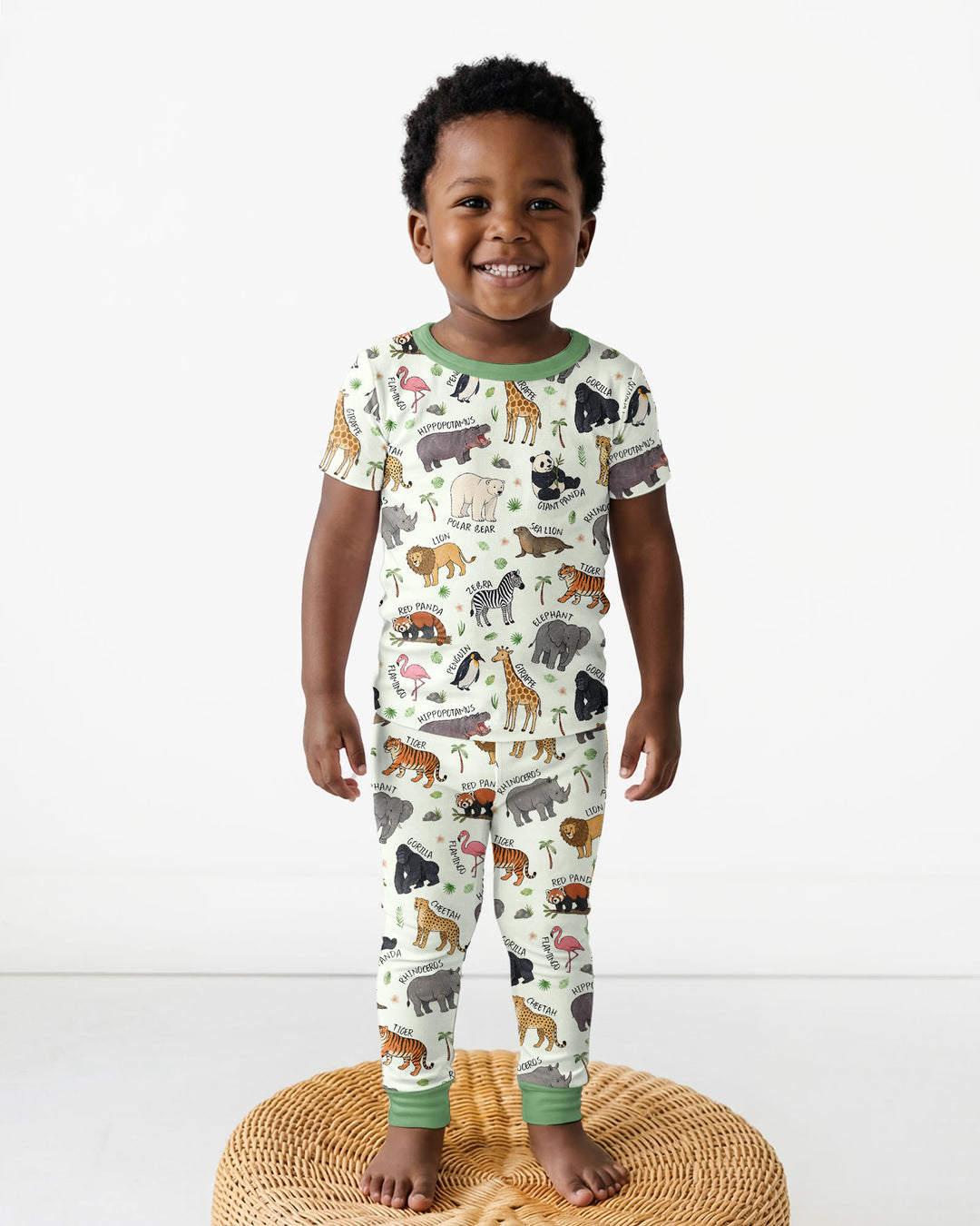 Safari Animals Bamboo Two Piece Short Sleeve Pajama Set