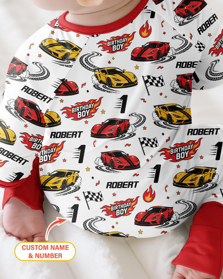 Personalized Racing Car Birthday Boy Bamboo Convertible Zippy