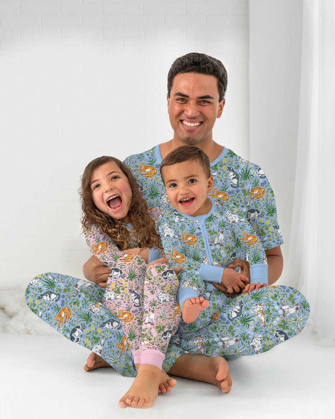 Kitten Garden Family Matching Bamboo Two Piece Long Sleeve Pajama Set