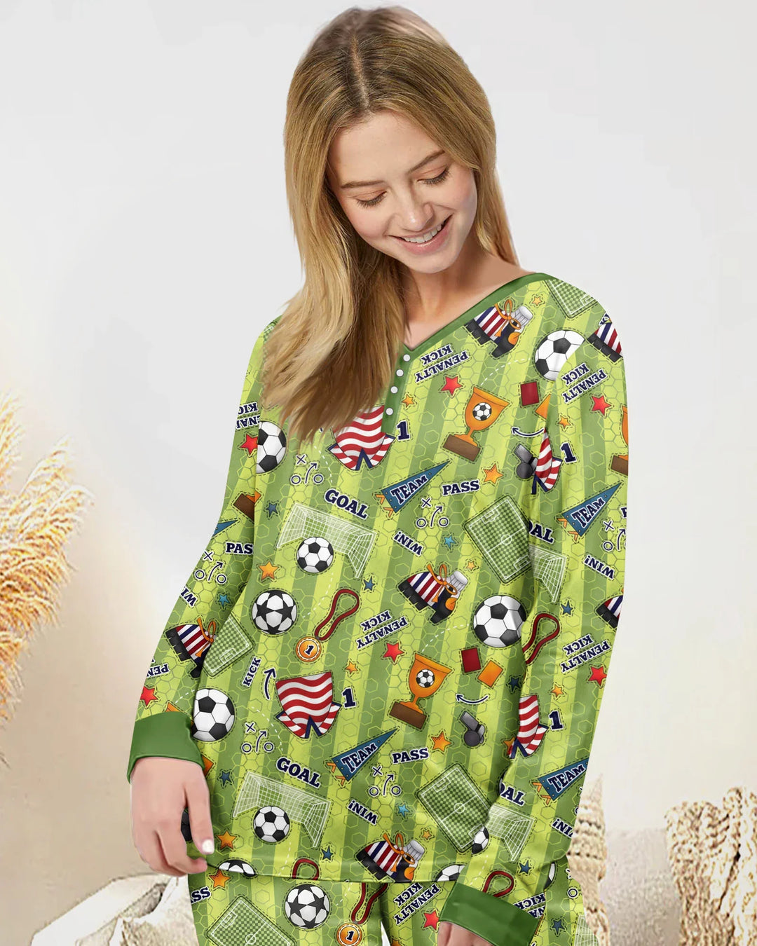 I Love Sports Soccer Bamboo Women Pajama Set