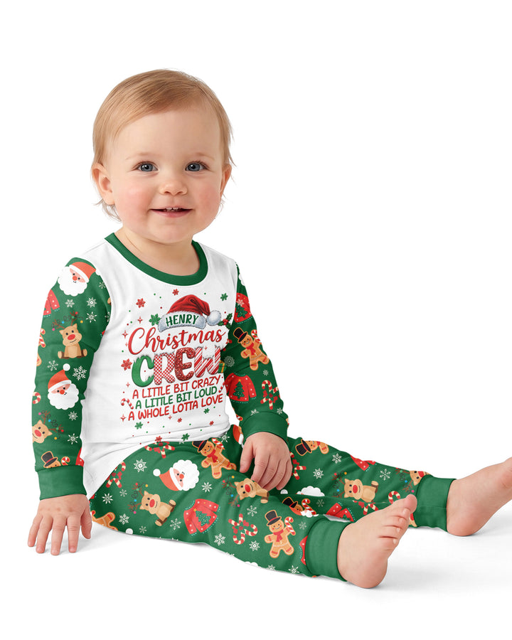 Personalized Christmas Crew Family Matching Bamboo Two Piece Long Sleeve Pajama Set