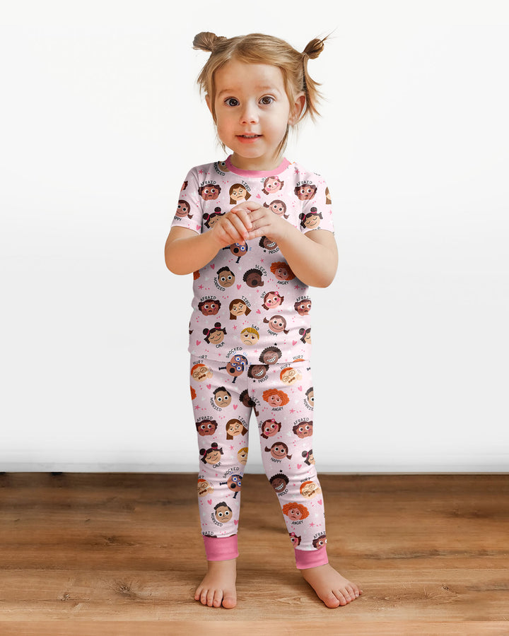 Feelings Vocabulary Bamboo Two Piece Short Sleeve Pajama Set