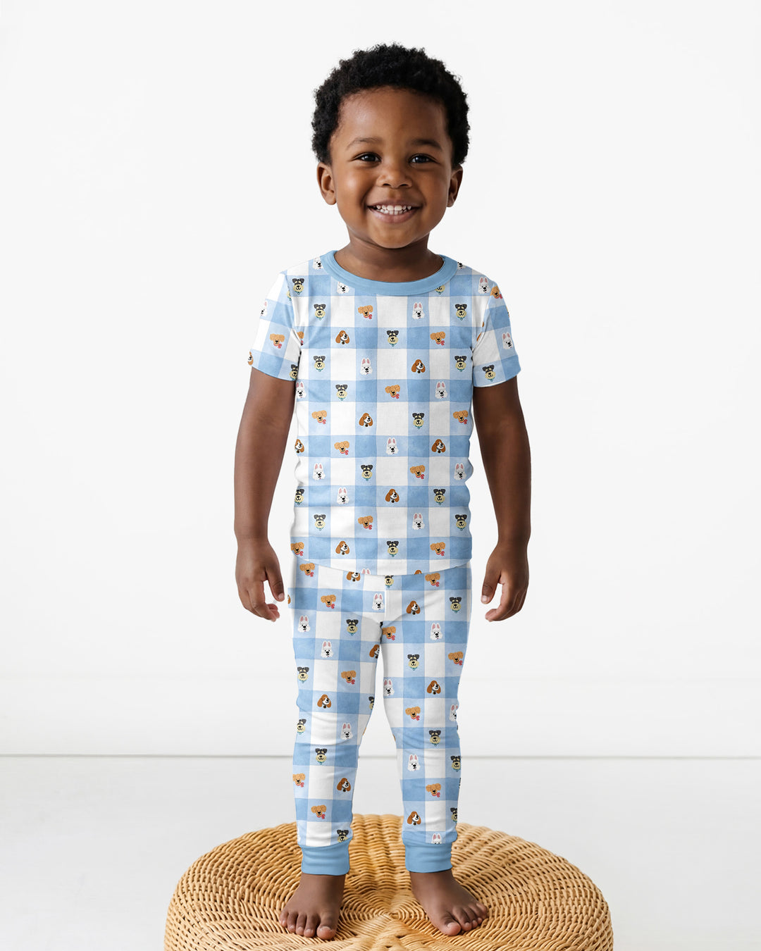 Plaid Pals Family Matching Bamboo Two Piece Short Sleeve Pajama Set