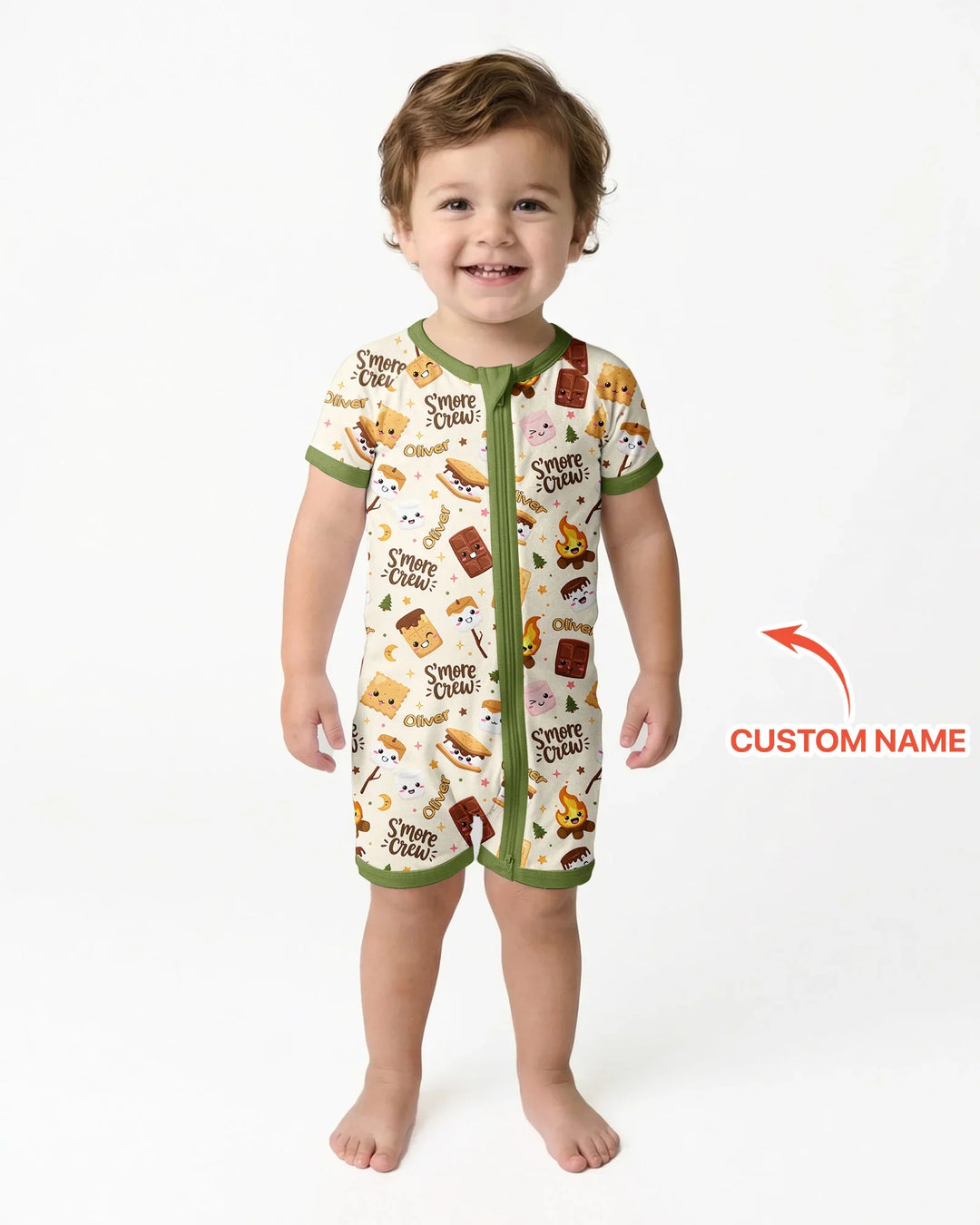 Custom Name Kawaii S'more Crew Family Matching Bamboo Shorty Zippy