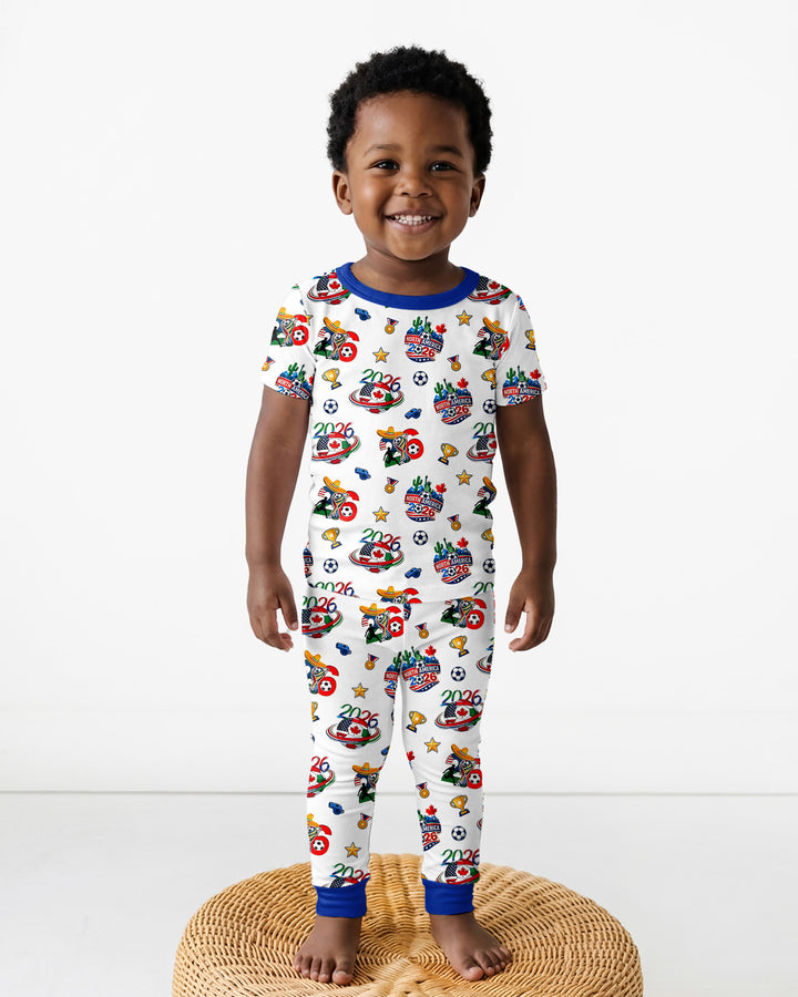 World Soccer North America 2026 Family Matching Bamboo Two Piece Short Sleeve Pajama Set