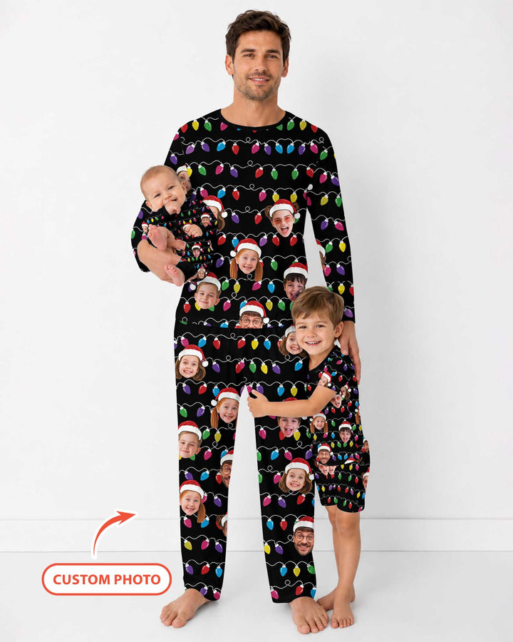 Custom Face Christmas Family Silly Xmas Leds Bamboo Men's Pajama Set