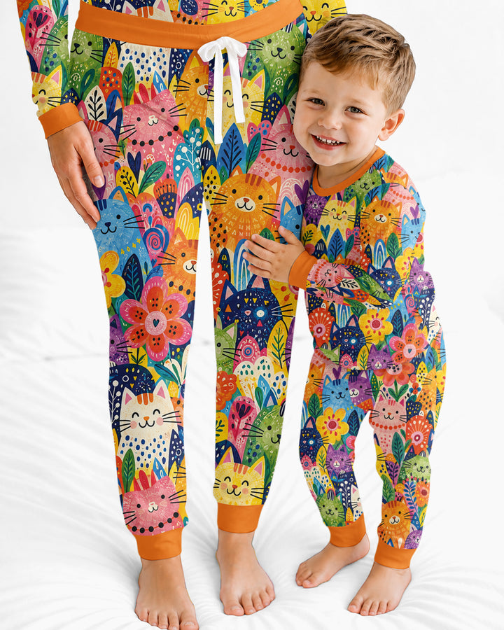 Colorful Lovely Cat Bamboo Women Pajama Set