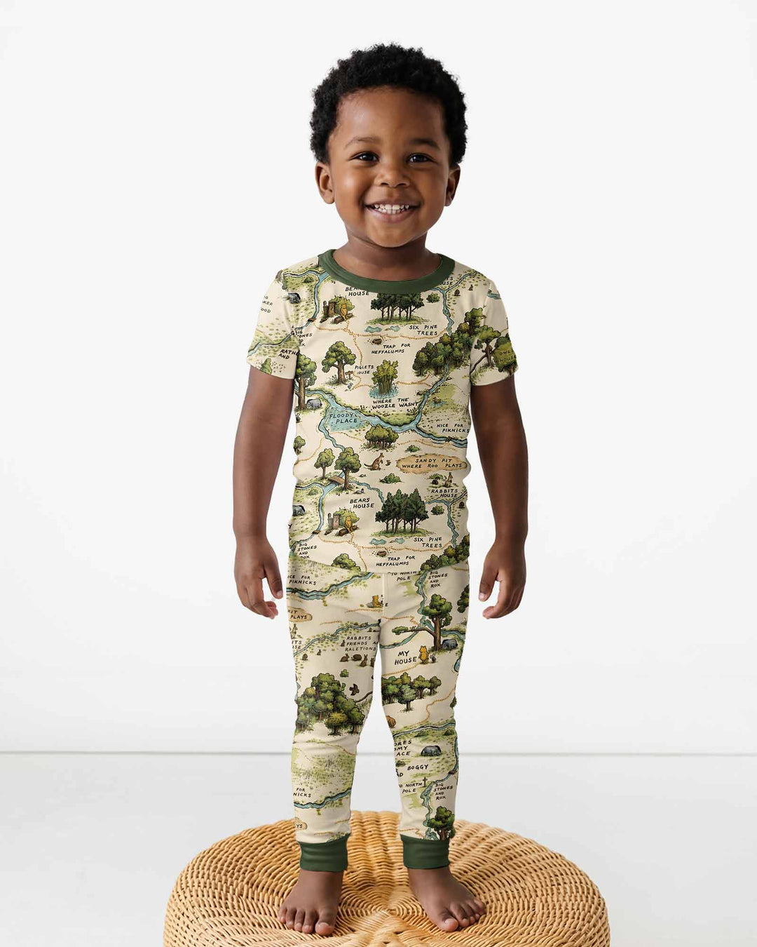 Classic Bear Maps Bamboo Two Piece Short Sleeve Pajama Set
