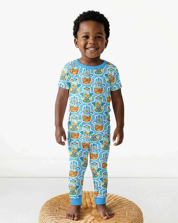 Hamsa Hand Bamboo Two Piece Short Sleeve Pajama Set