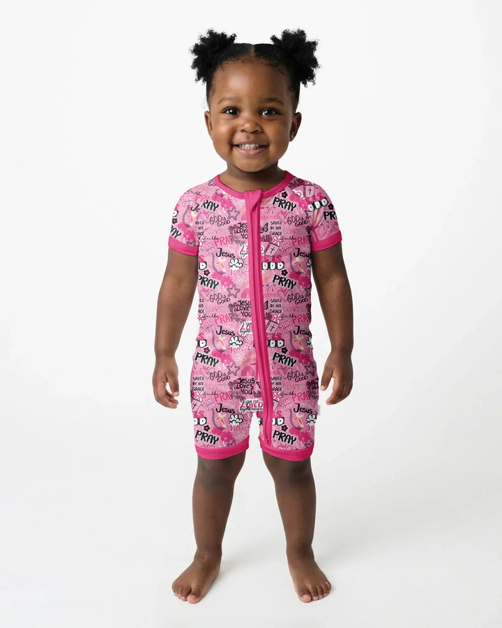 Pink Faith & Grace Bamboo Shorty Zippy