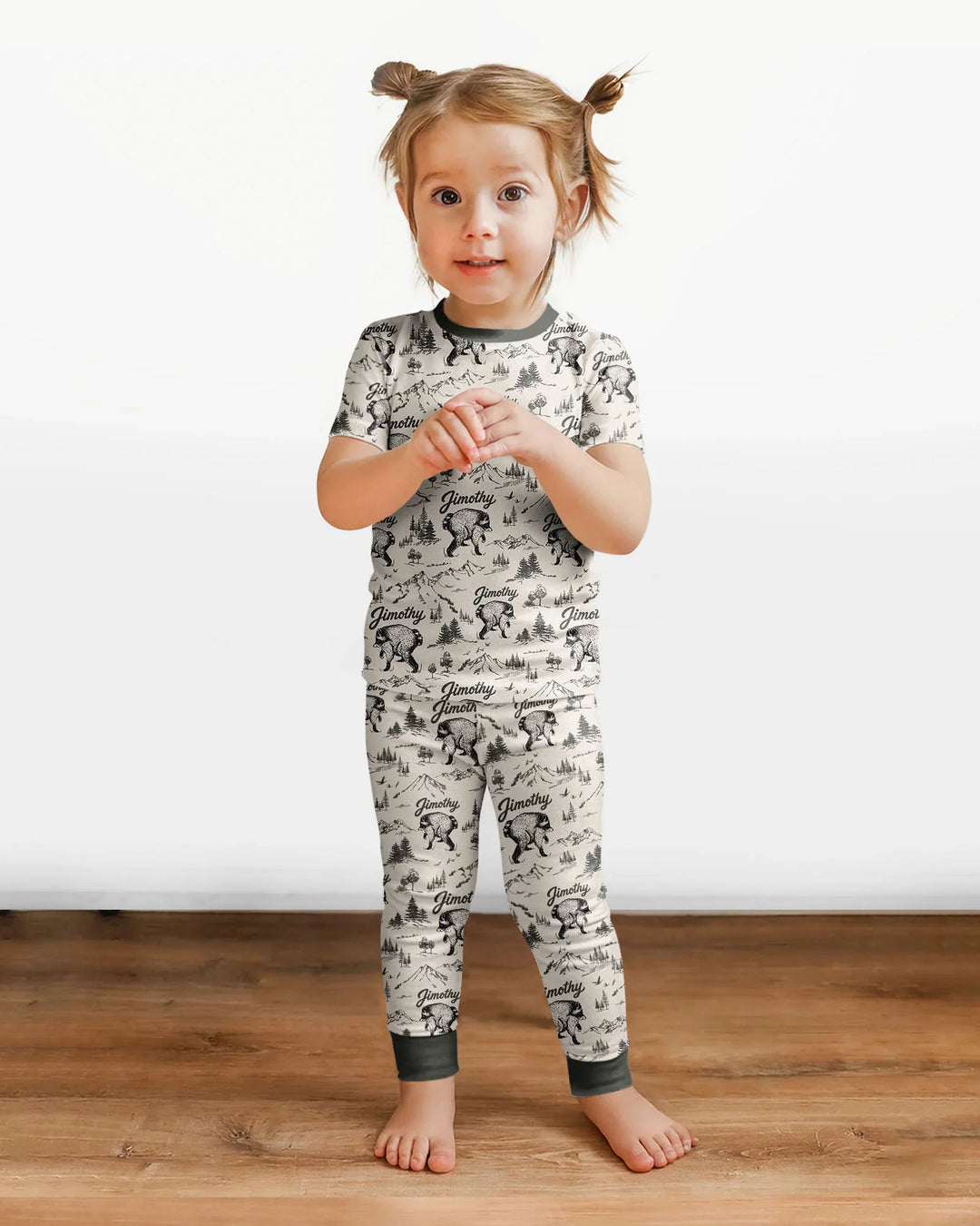 Vintage Jimothy Racoon Family Matching Bamboo Two Piece Short Sleeve Pajama Set