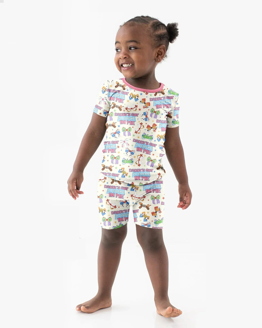 Daddy's Got A Friend In Me Bamboo Two Piece Short Sleeve Shorts Pajama Set