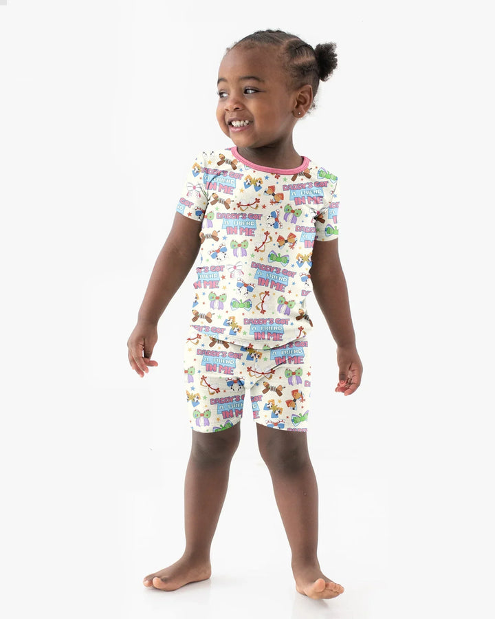 Daddy's Got A Friend In Me Bamboo Two Piece Short Sleeve Shorts Pajama Set