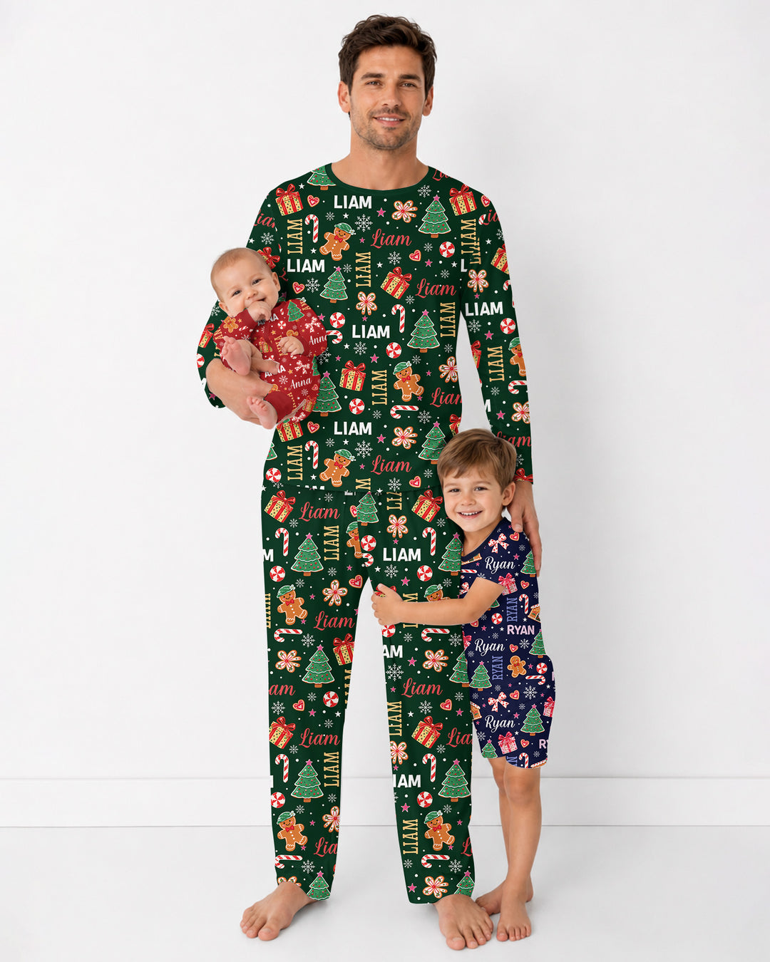 Custom Name Christmas Crew Family Matching Bamboo Men's Pajama Set