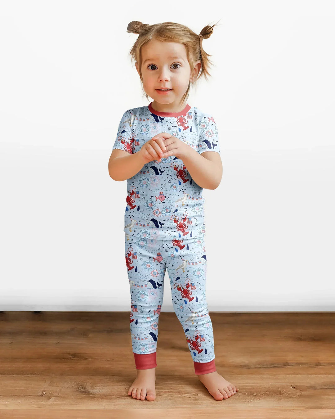 250 Summers Strong Matching Family Bamboo Two Piece Short Sleeve Pajama Set
