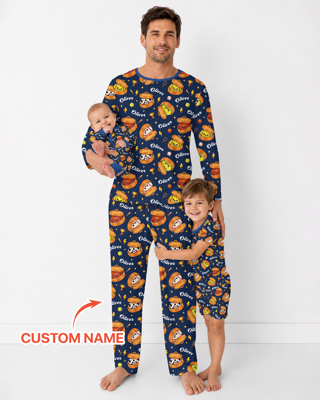 Custom Name Sports Dumpling Bamboo Men's Pajama Set