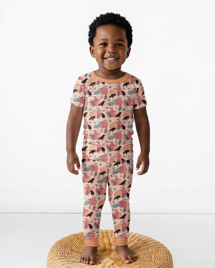 Pastel Pumpkin Patch Bamboo Two Piece Short Sleeve Pajama Set