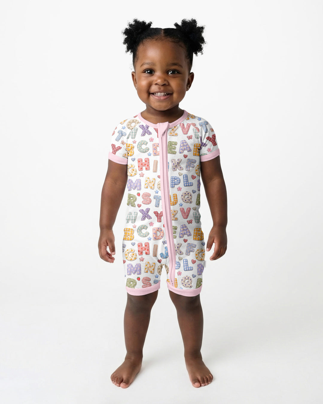 Fabric Alphabet Letters Bamboo Shorty Zippy