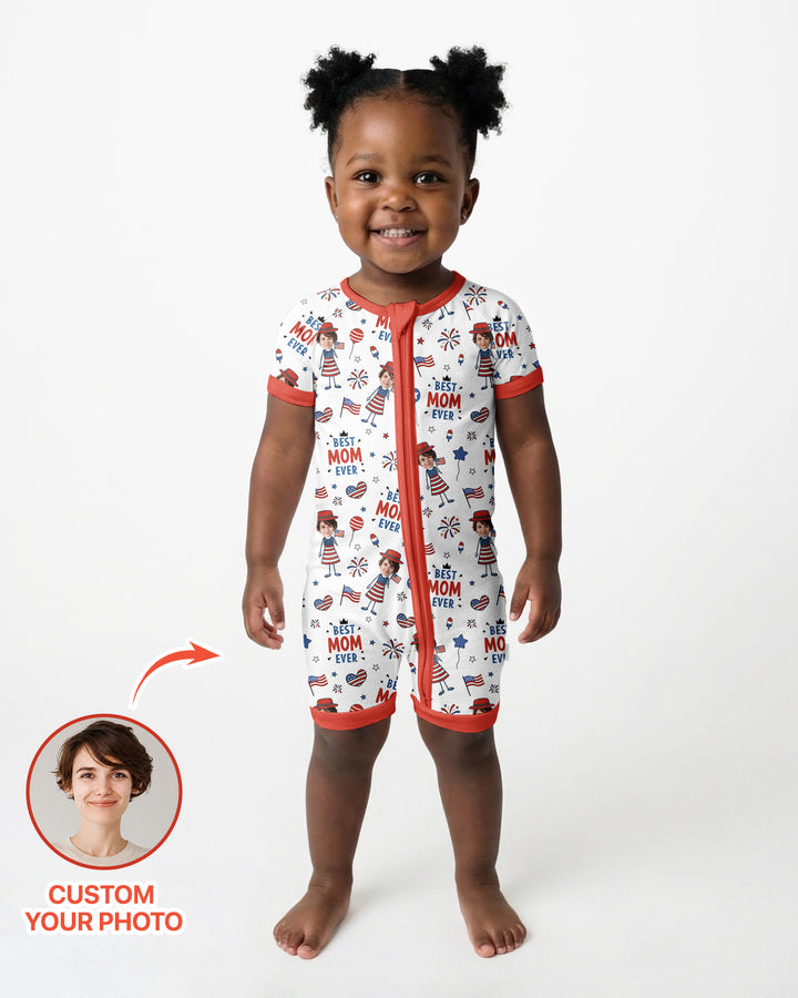 Custom Photo Best Patriotic Family Ever Bamboo Shorty Zippy