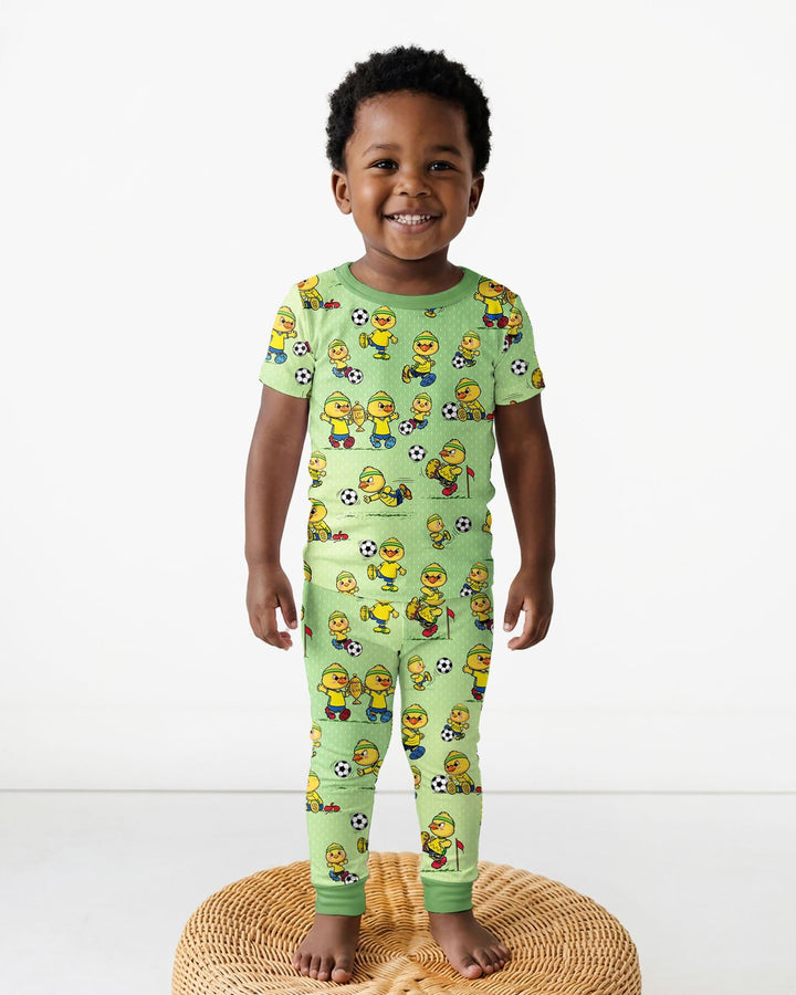 Brasil Soccer Fan Family Matching Bamboo Two Piece Short Sleeve Pajama Set