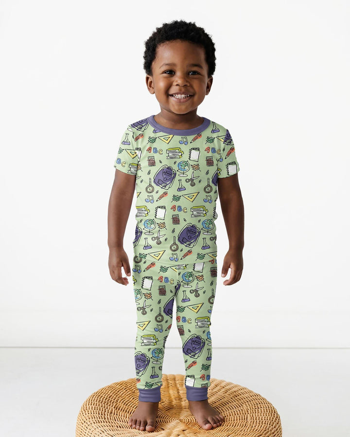 Doodle School Days Bamboo Two Piece Short Sleeve Pajama Set