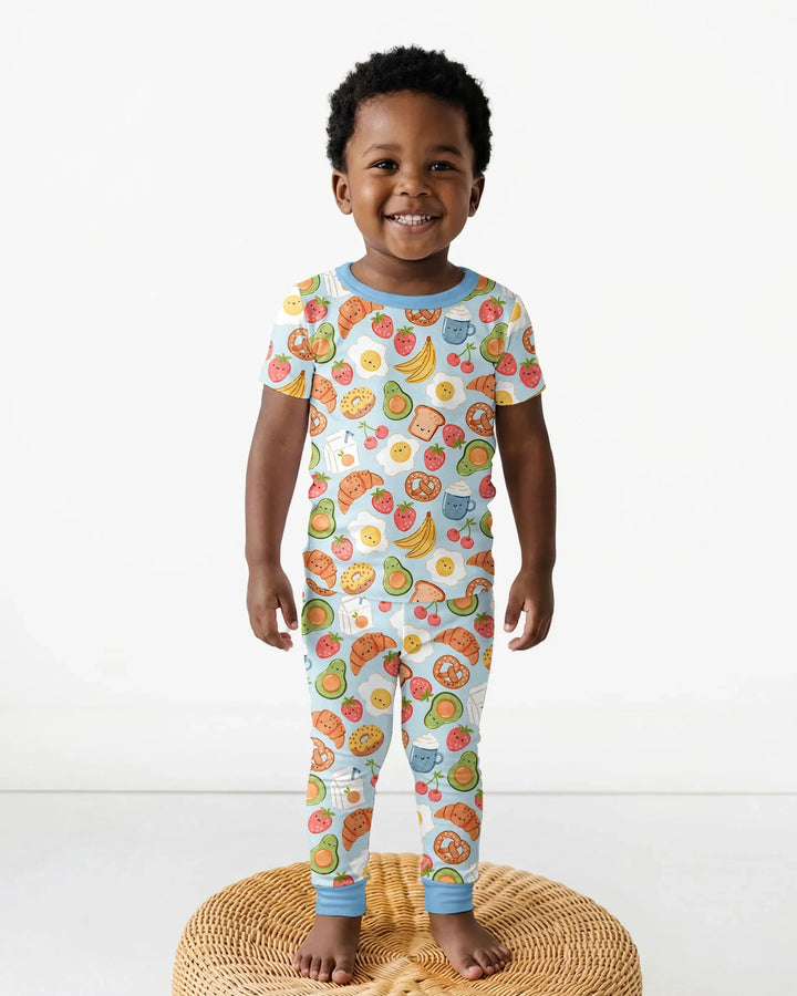 Breakfast Buddies Family Matching Bamboo Two Piece Short Sleeve Pajama Set