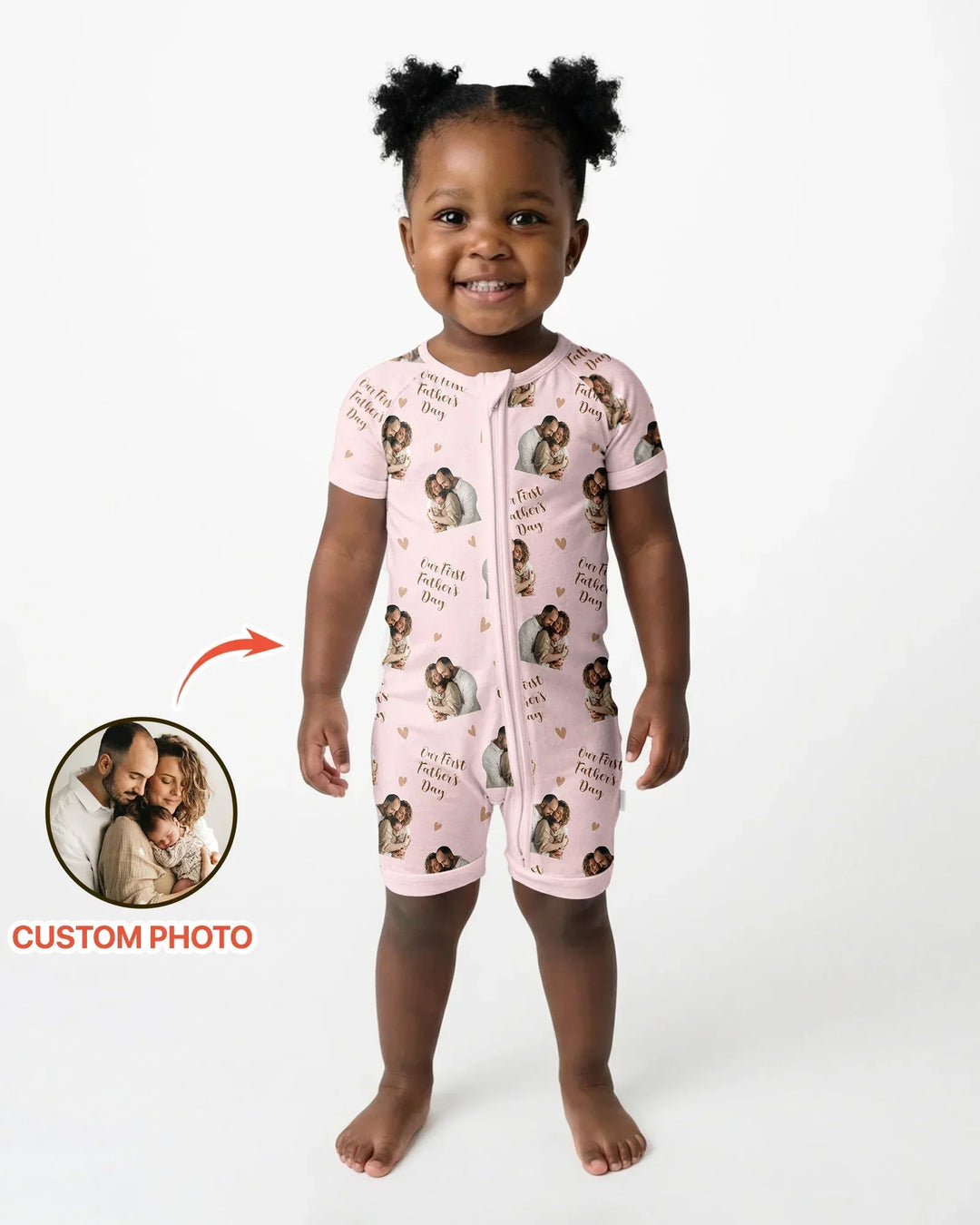 Custom Photo Our First as Parents Bamboo Shorty Zippy