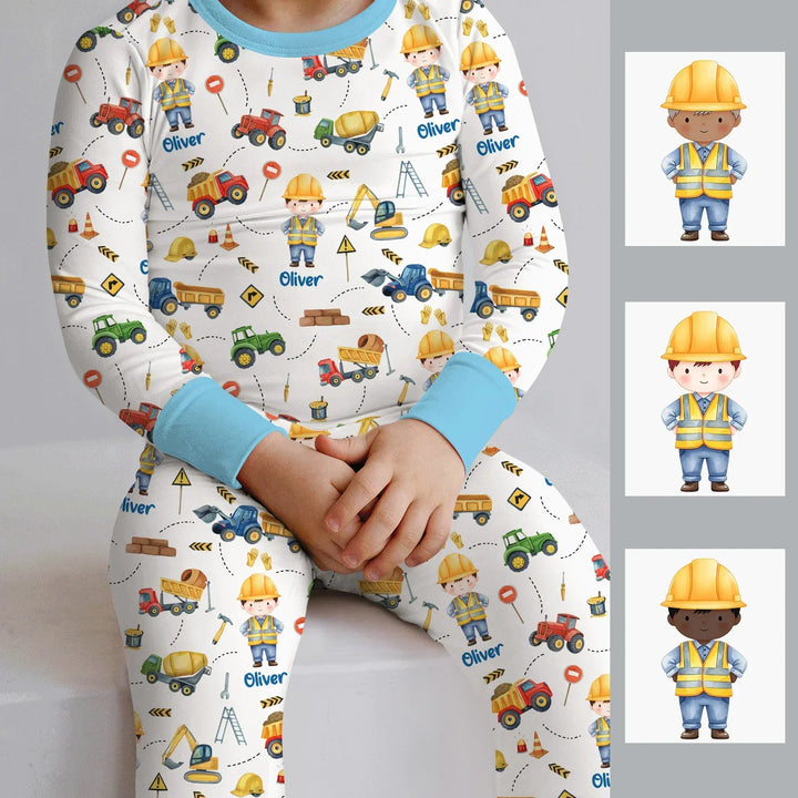 Custom Character Little Digger Adventures Bamboo Two Piece Long Sleeve Pajama Set
