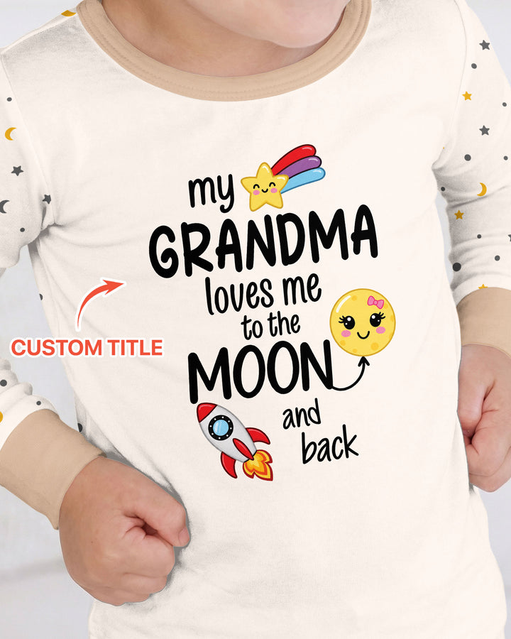 My Grandma Loves Me To The Moon And Back Bamboo Two Piece Long Sleeve Pajama Set