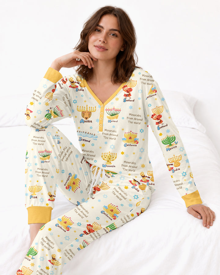 Menorahs From Around The World Bamboo Women Pajama Set