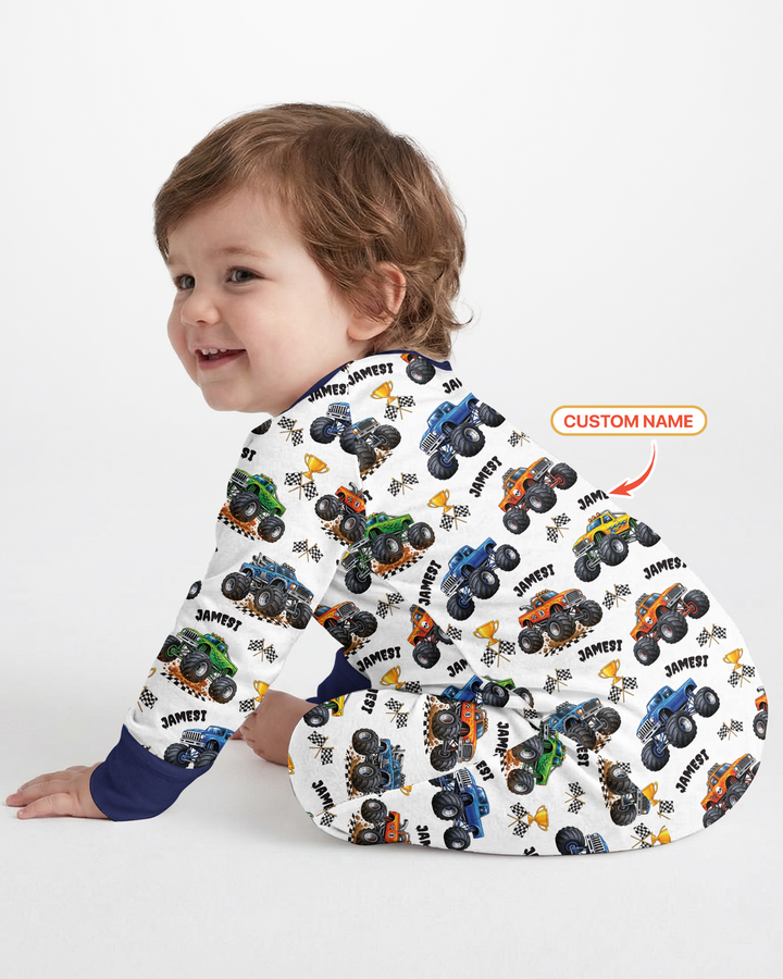 Custom Name Monster Trucks Bamboo Convertible Zippy