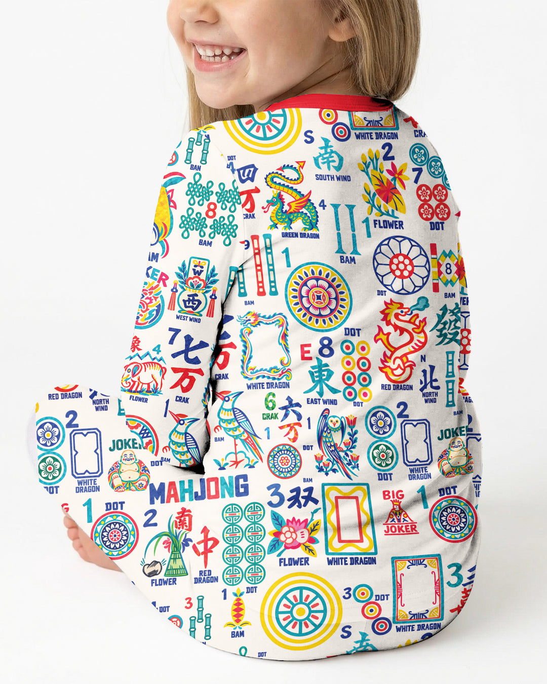 Mahjong Time Family Matching Bamboo Two Piece Long Sleeve Pajama Set