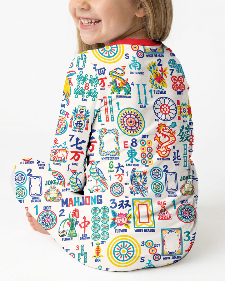 Mahjong Time Family Matching Bamboo Two Piece Long Sleeve Pajama Set