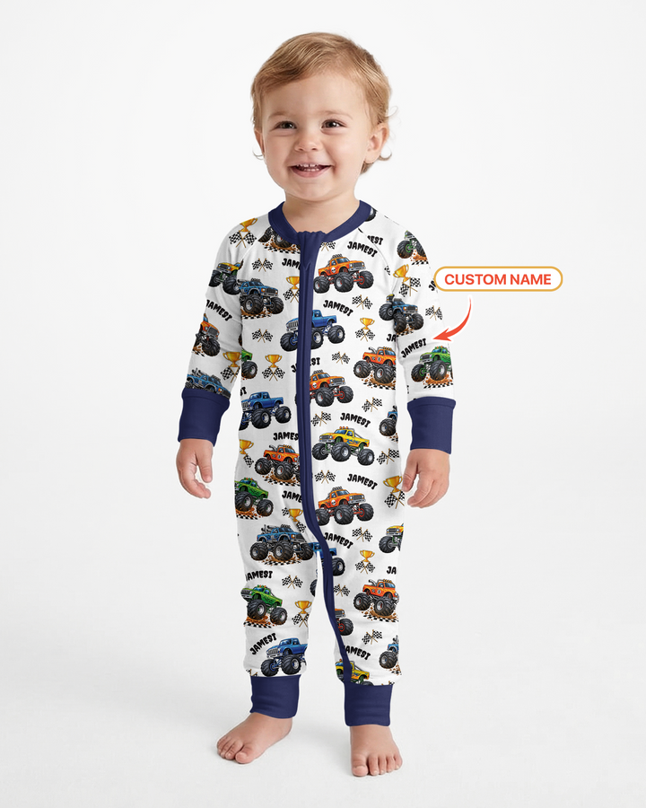 Custom Name Monster Trucks Bamboo Convertible Zippy