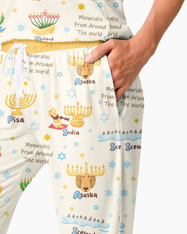 Menorahs From Around The World Bamboo Women Pajama Set