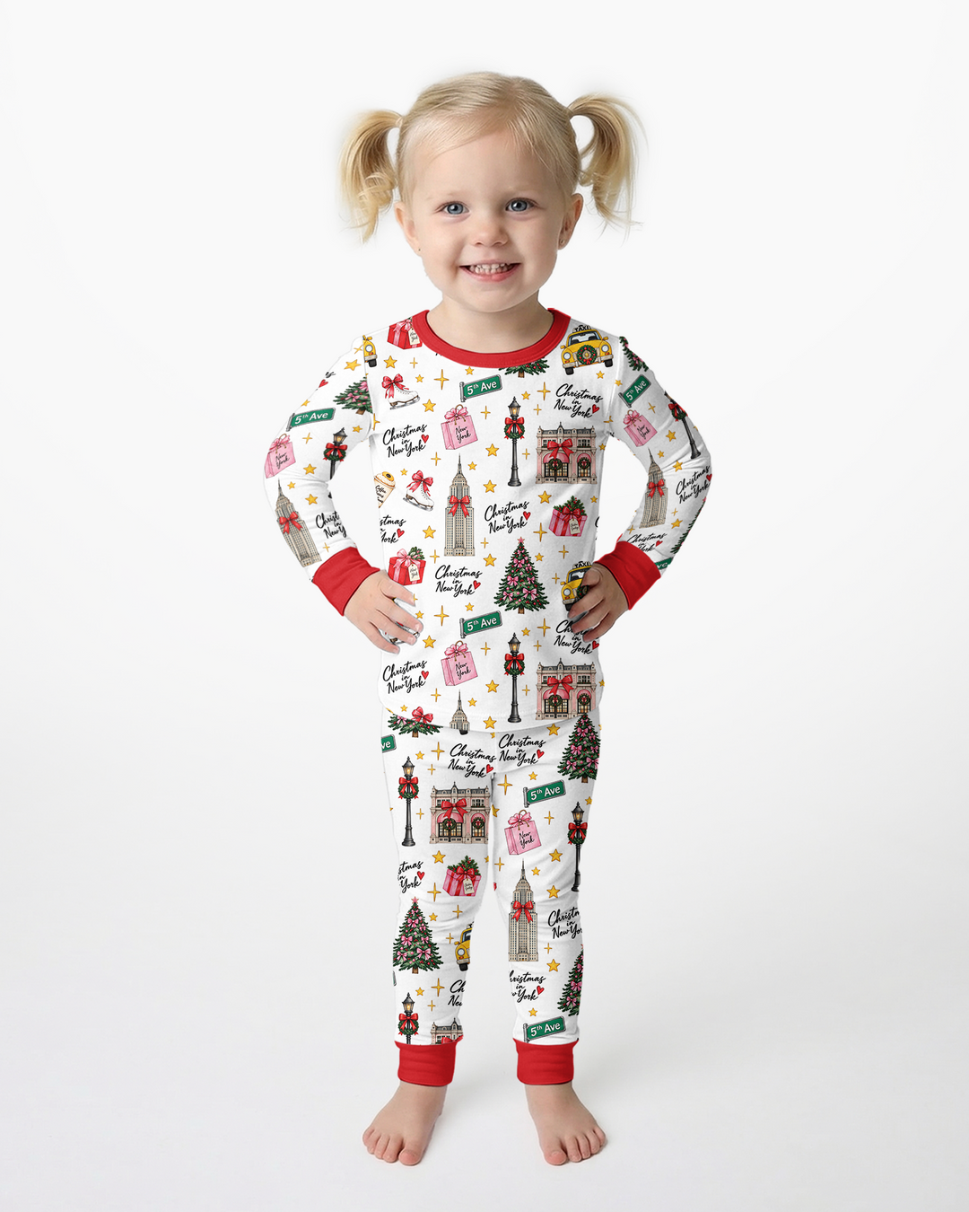 Christmas In NYC Bamboo Two Piece Long Sleeve Pajama Set