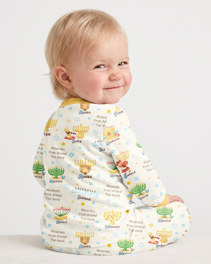 Menorahs From Around The World Bamboo Two Piece Long Sleeve Pajama Set