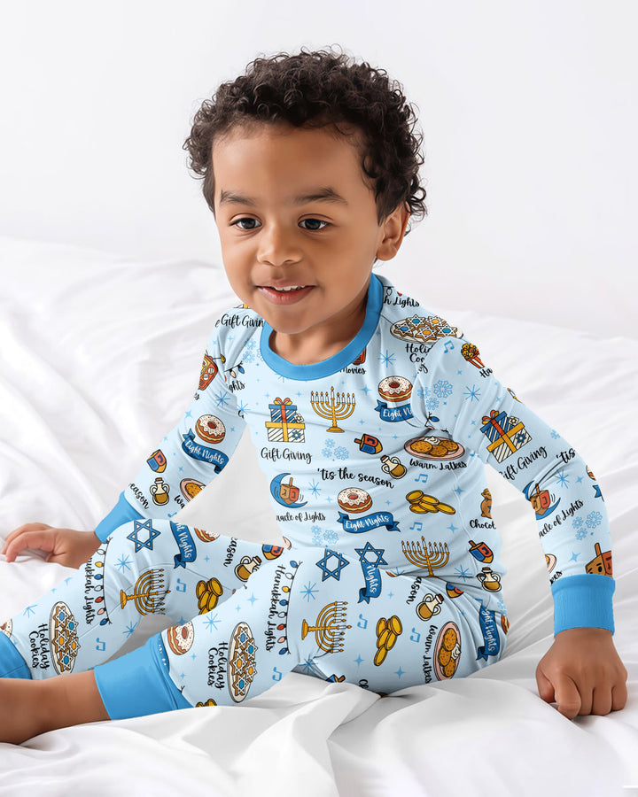 Hanukkah Night Bamboo Two Piece Long Sleeve Pajama Set