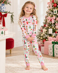 Preppy Christmas Mahjong Bamboo Two Piece Long Sleeve Pajama Set