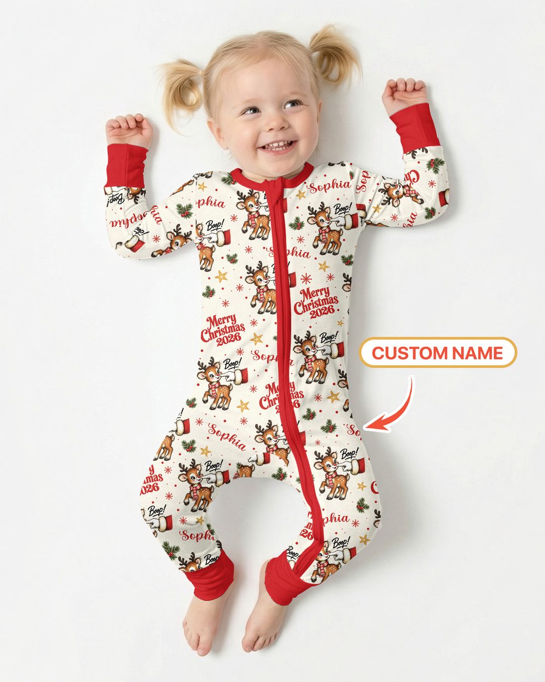 Custom Name Reindeer Santa Boop Bamboo Convertible Zippy