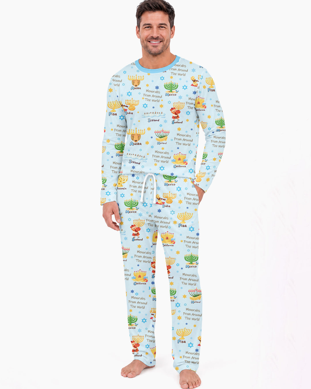 Menorahs From Around The World Bamboo Men's Pajama Set
