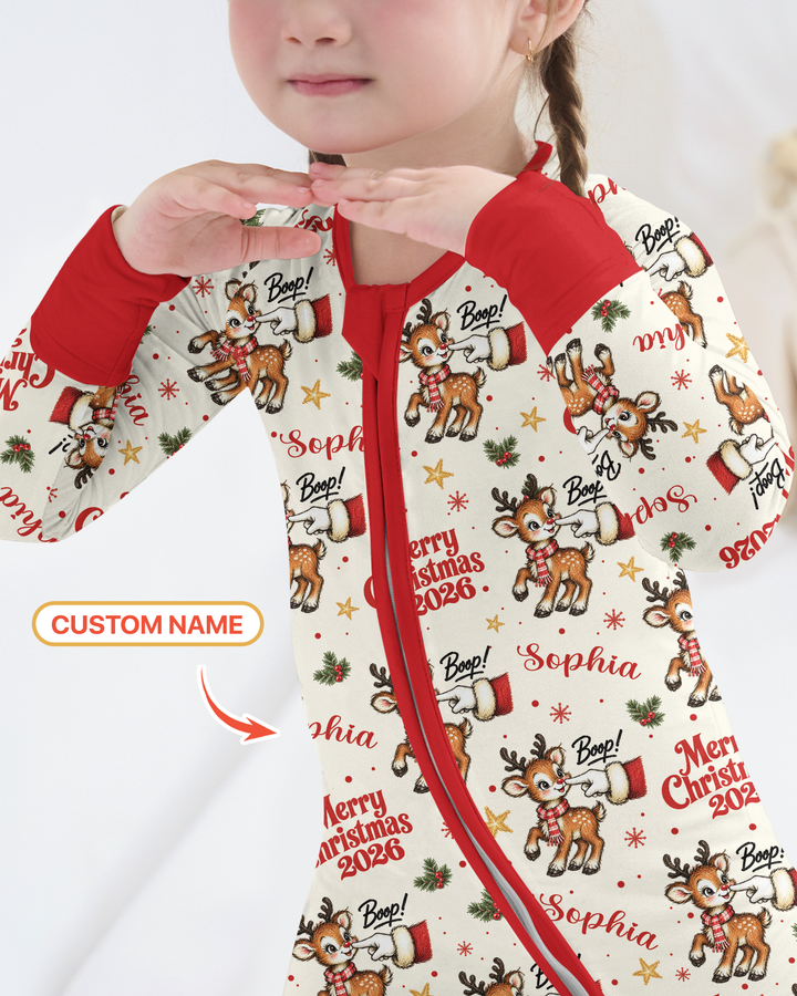 Custom Name Reindeer Santa Boop Bamboo Convertible Zippy
